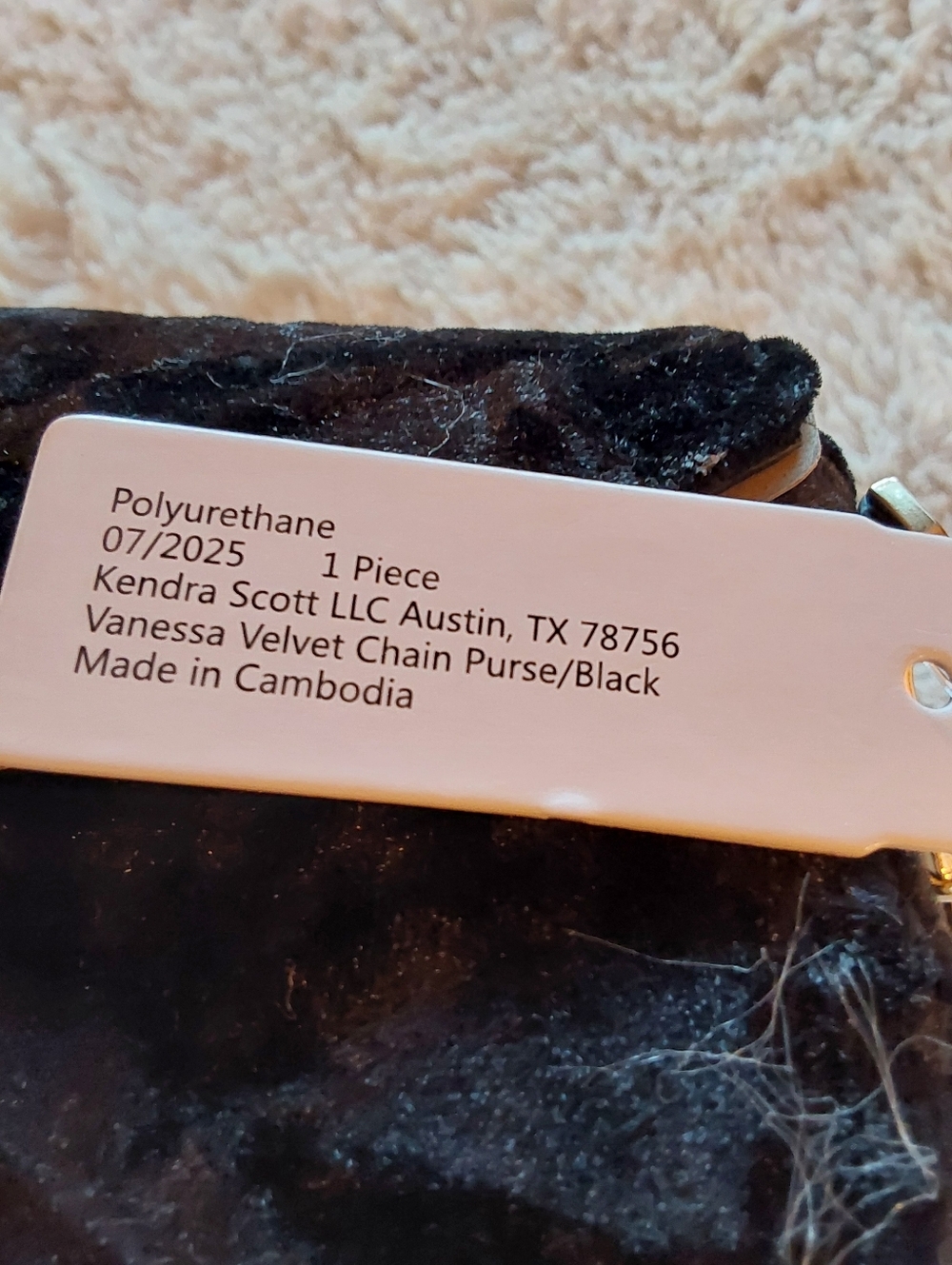 🌺 NWT Kendra Scott Black Velvet Evening Clutch with Gold Chains - Picture 6 of 7
